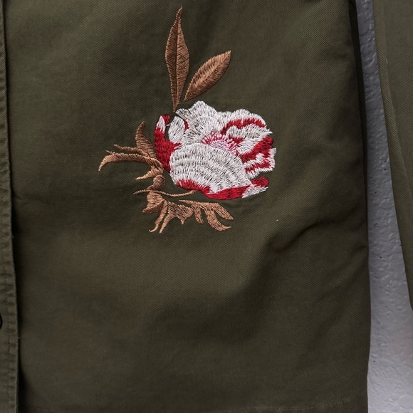 Lunik Embroidered Utility Jacket Button Front Pockets Green Size Small - Picture 7 of 12
